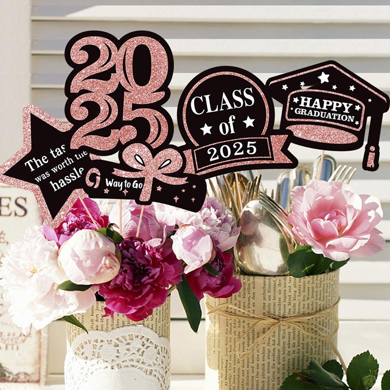 Paper Cupcake Toppers Class Of 2025 Graduation Decorations 2025 Grad Centerpiece Sticks Graduation Party Table Topper Decoration