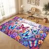 Butterfly Theme Crystal Velvet Floor Rug Personalized Custom Name Text Warm Carpet Home Decoration