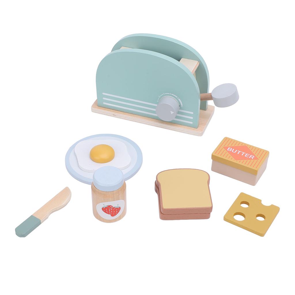 Wooden Toaster Play Set Kids Play Toaster Accessory Set Educational Parent Child Interactive Toy