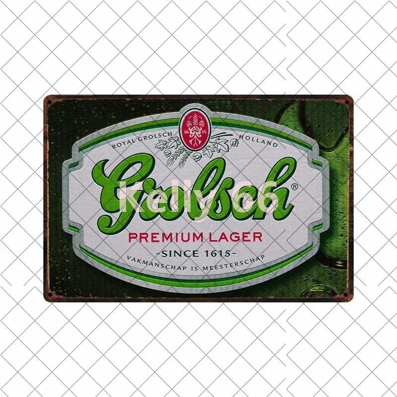 [Kelly66] Grolsch Herfst Bok Bere Rece Aici Artă din tablă Placă metalică Decor pentru casă Pictură 20*30 CM Mărime Dy221