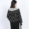 Anlom Geometric Color-block Hooded Cardigan