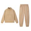 2025 European Autumn/Winter Fashion Zipper Lapel Solid Color Casual Two-Piece Set
