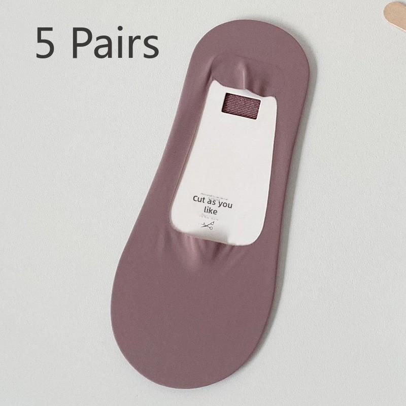 5 Pairs of Women's Summer Thin Style Shallow Mouth Non Slip Cotton Bottom Invisible Socks