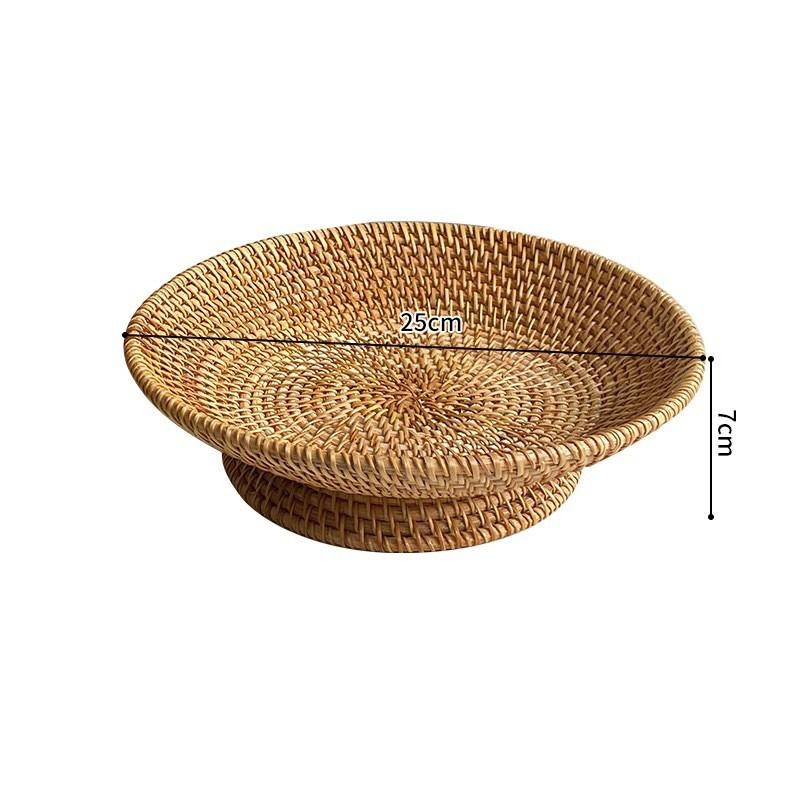 1PC Woven Fruit Basket Organizer Food Snack Serving Basket Handmade Woven Tray Picnic Party Dining Room Decoration