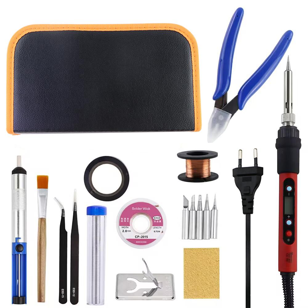 Digital Display Electric Soldering Iron Red 80W 110V / 220V Adjustable Temperature Solder Welding Desoldering Repair Tools