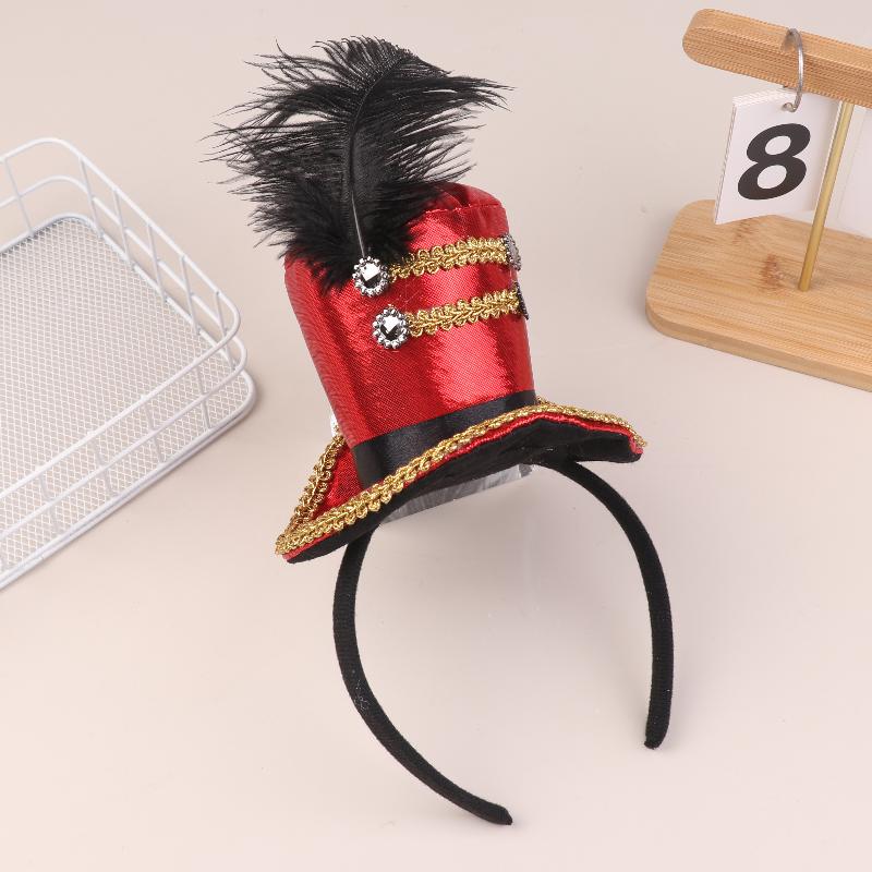 Mini Zylinder Federkappe Stirnband Zirkusdirektor Haarreif Cosplay Kostüm Haarreifen Kinder Erwachsene Haaraccessoires