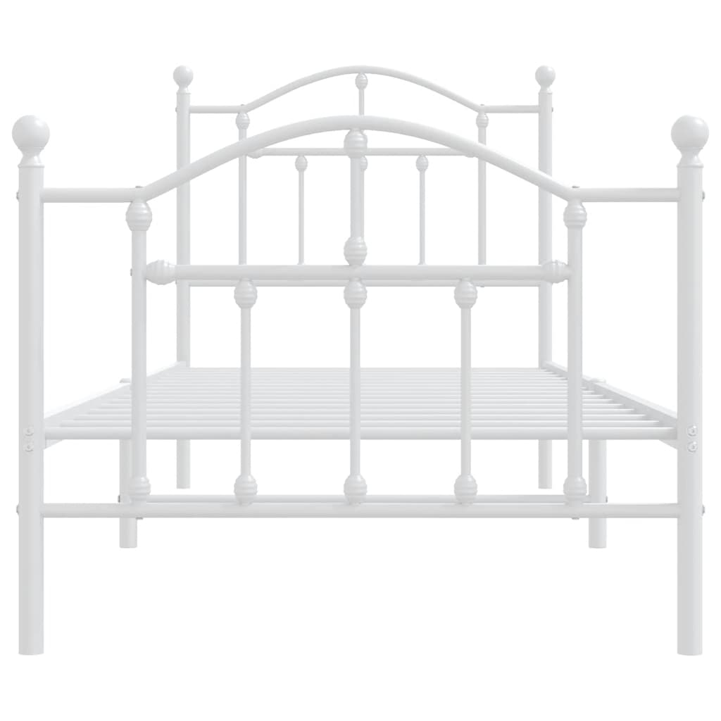 Metal Bed Frame with Headboard and Footboard White 90x200 cm