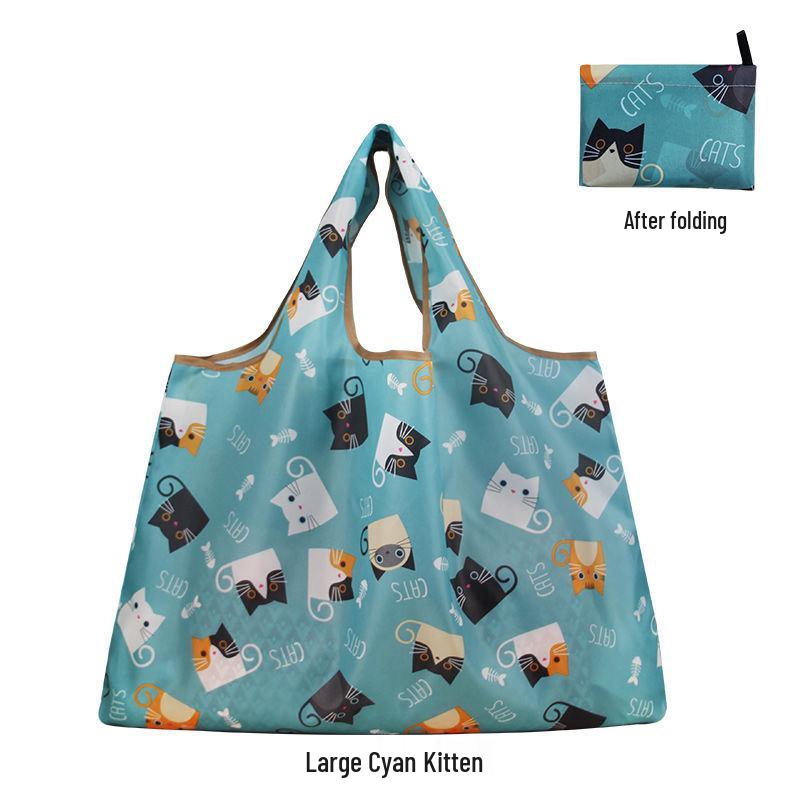 Women's Eco-Friendly Cute Cartoon Waterproof Shopping Bag - Lightweight and Foldable with Large Capacity