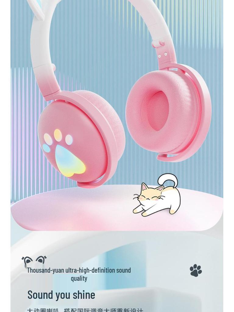 Cross-Border RGB Cat Ear Bluetooth Headphones KE-28 with Mic