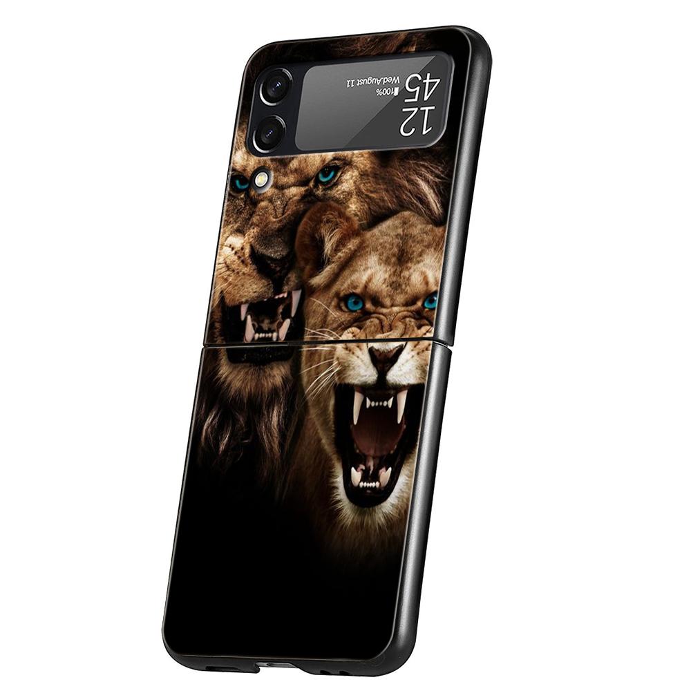 The Lion Hard PC Phone Case For Samsung Galaxy Z Flip 4 5 6 Transparent Cover For Galaxy Z Flip 3 Foldable Shockproof Cases Capa