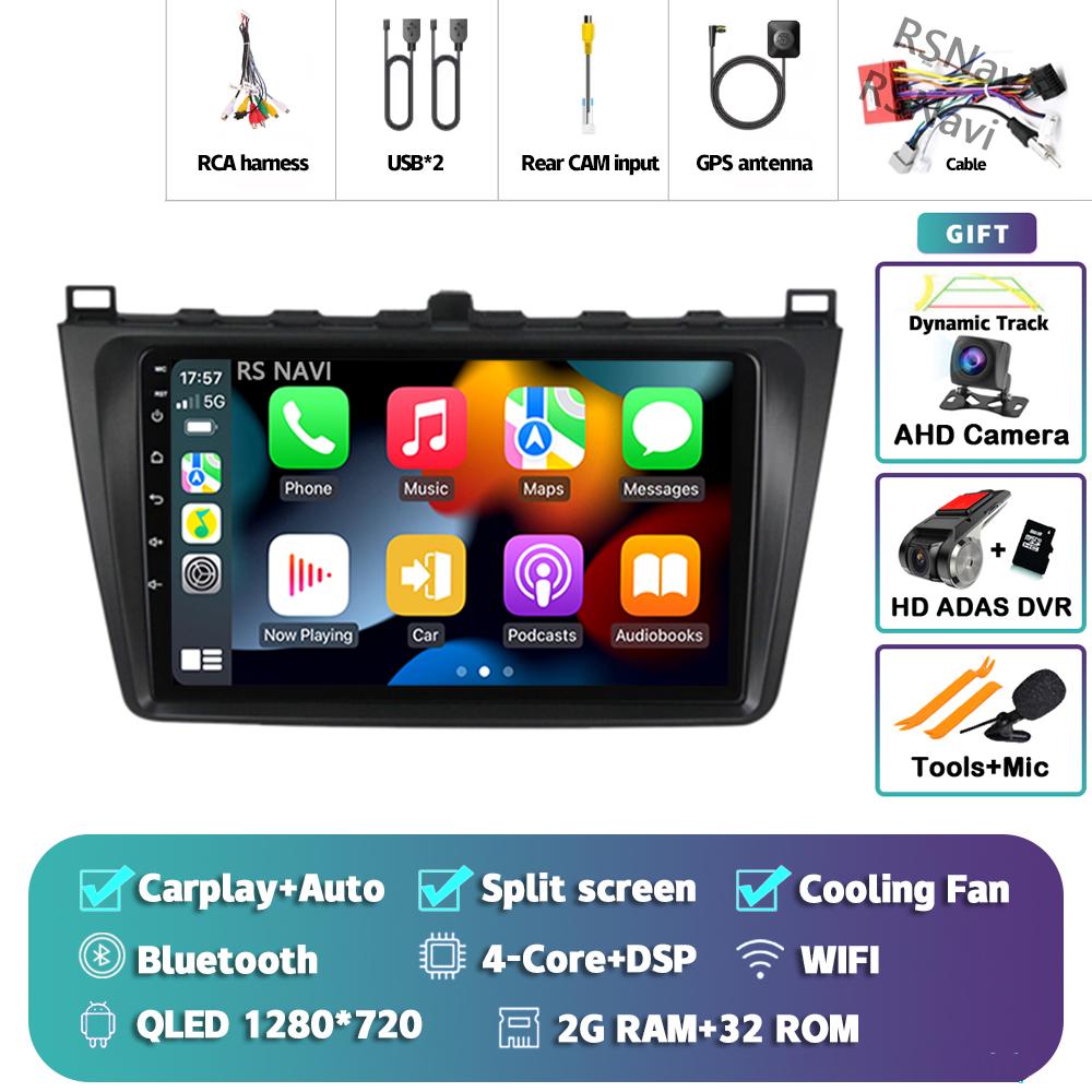 Android 14 Carplay Auto For Mazda 6 2008 - 2012 Car Radio 4G+WIFI Player Multimedia Stereo Navigation Video 360 Camera AI Voice