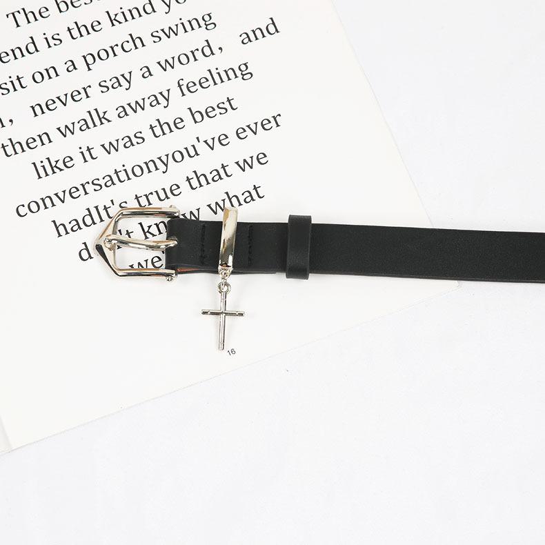 Pin Buckle Casual Simple Belt Personalized Button Head Jeans Dress Decorative Black Belt