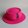 Spring Autumn Billycock Felt Small Brim Feather Bowler Hat Women Men's Fashion All-Matching British Style Hip Hop Fedora Hat