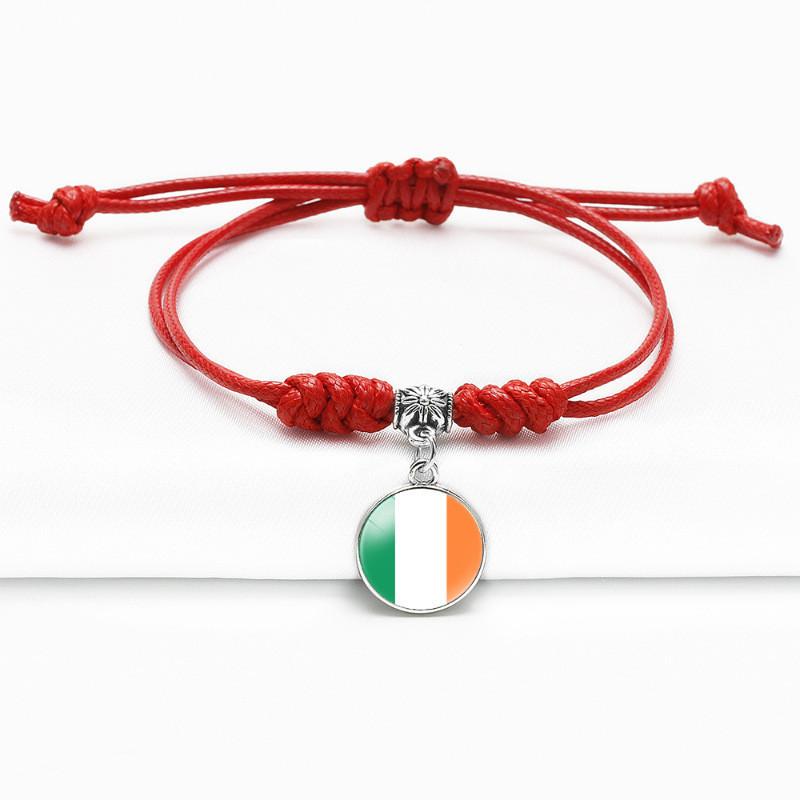Red Bracelet Trendy With Timeless Gem European Country Flags Unisex Material Mixed