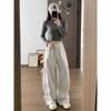 Womens Retro Casual Pants With Wrinkle Detail And High Waist For Spring Comfort