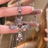 Collar con Colgante de Cruz de Circonita de Cristal Estilo Gótico Y2K para Mujer Cadena para el Cuello de Moda Europea y Americana Joyería para Fiesta Regalo de Cumpleaños
