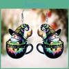 Themed Halloween Tea Cup Wizard Pattern Women Acrylic Earrings Festival For
