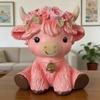 Pink Highland Cow Figurine Resin Highland Cow Statue Small Cute Cattle Sculpture for Garden Table Shelf Kitchen Home Decor