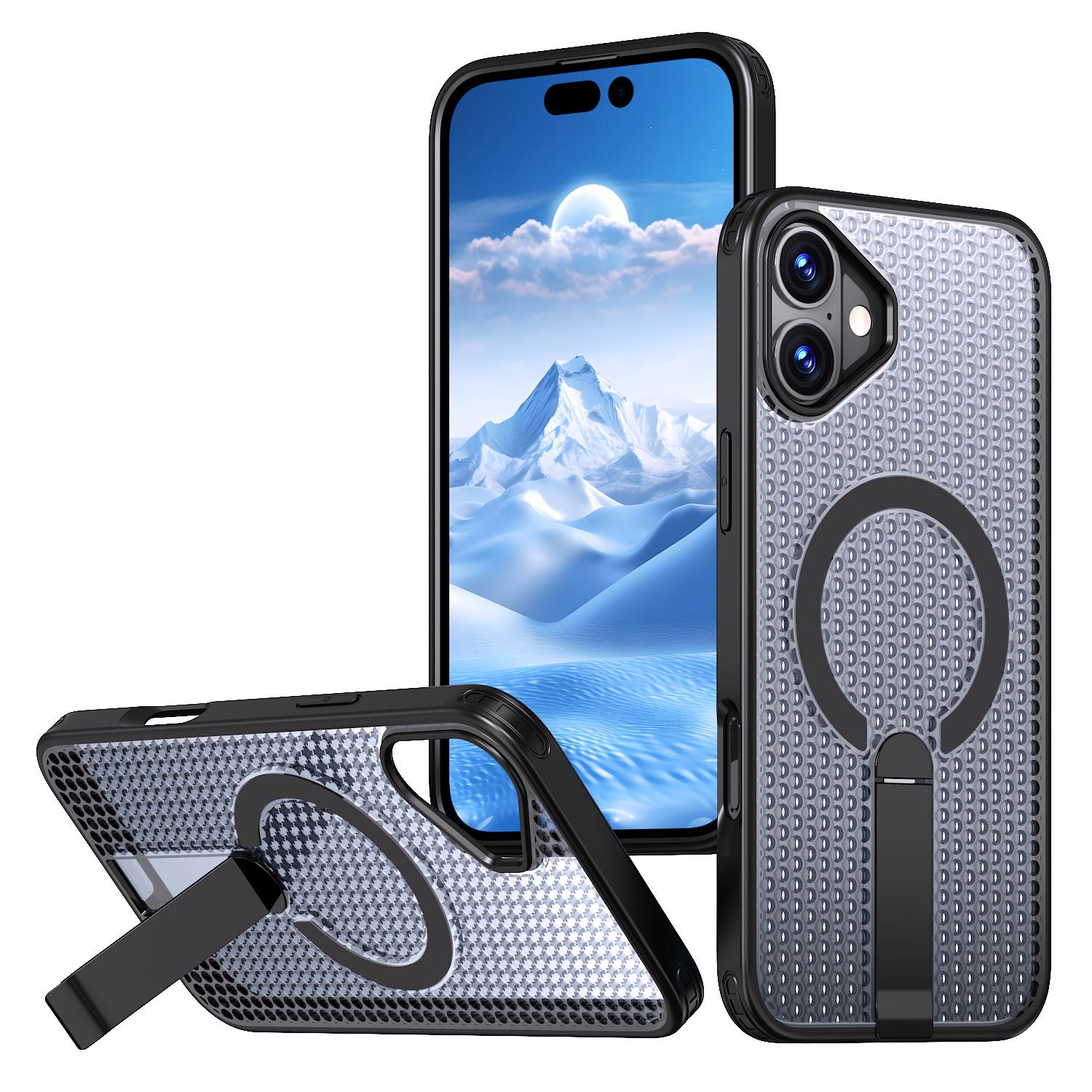 

For Apple 16 Phone Case Magnetic Vertical Bracket Honeycomb Heat Dissipation Anti Drop for IPhone 16E Protective Case For iPhone 16E