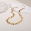 GEMCHIC Women's 18K Gold Plated Stainless Steel Heart Hollow Necklace Bracelet Set Geometric Chain Fashion Jewelry