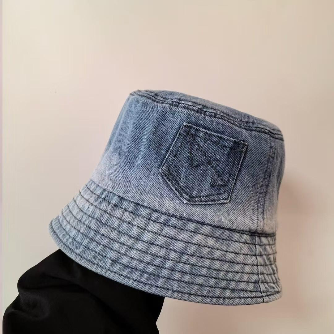 

2025 новая весенне-осенняя ретро-шляпа из старого потертого денима, женская шляпа-ведро с большой окружностью головы M（56-58cm）