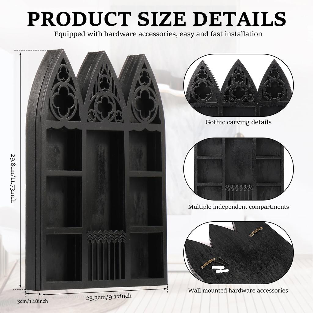 Wall Mounted Crystal Display Shelf Wooden Floating Shelves Gothic Bohemian Crystal Wall Holders for Home Living Room Decorative