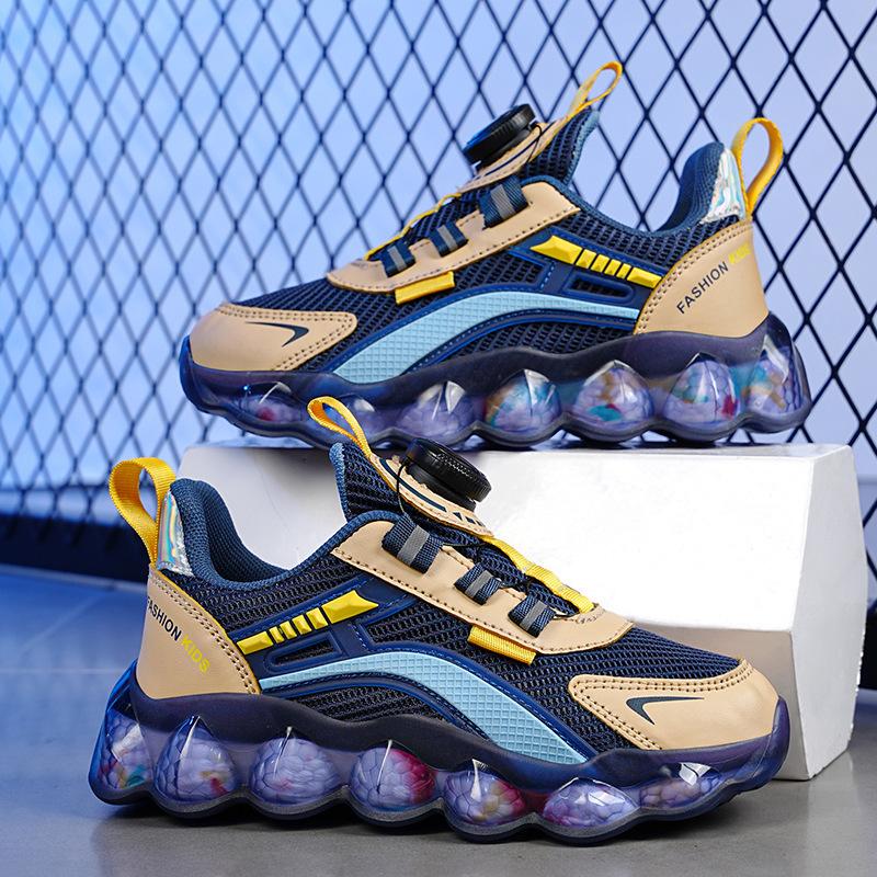 Big Boys Shoes Children's Mesh Sneakers Breathable Mesh Shoes Rotating Button Men
