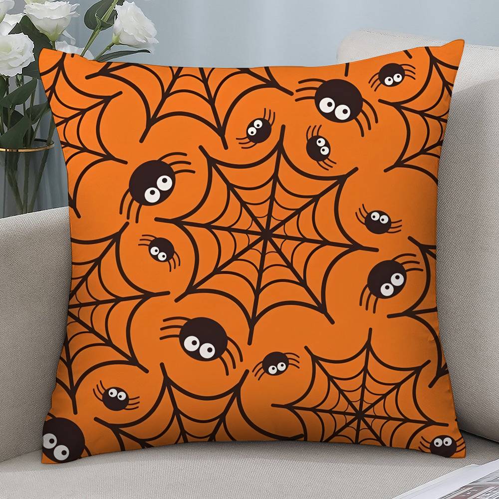 Happy Halloween scary spider web Pillow Case Short plush Double-sided Print Square Throw Pillow Covers Sofa Home Cushion Decor