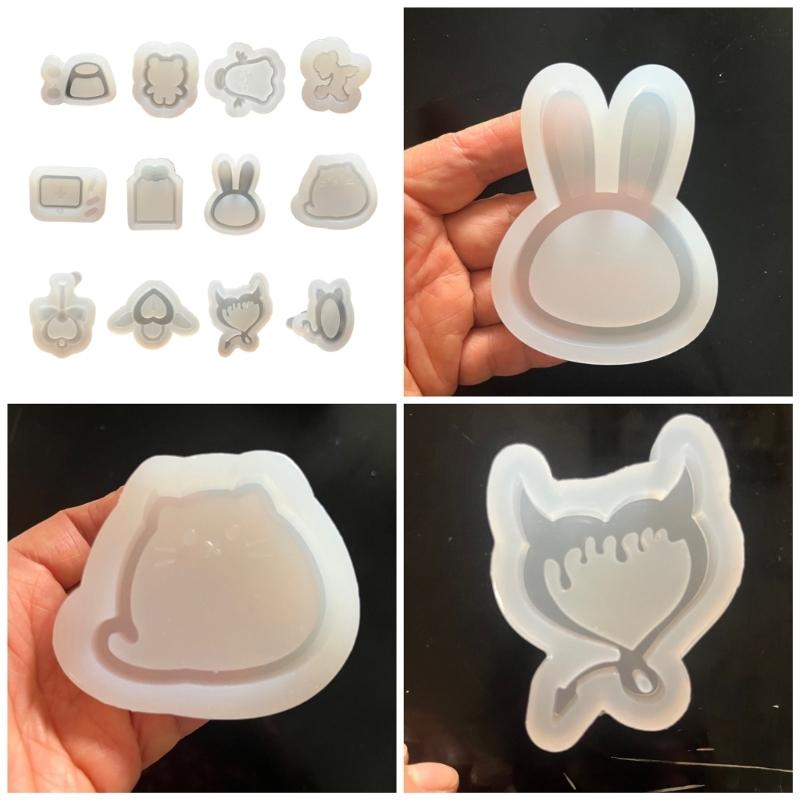 Quicksand Keychain Resin Molds Bear Rabbit Shaker Silicone Mold Unique Jewelry Making DIY Keychain Necklace Pendant Mold