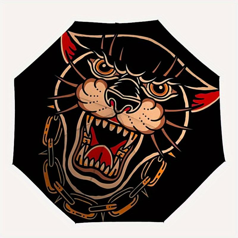 

1pc Tiger Head Automatic Open/close Folding Umbrella, Compact Portable Travel Umbrella, Durable Construction yy250809156