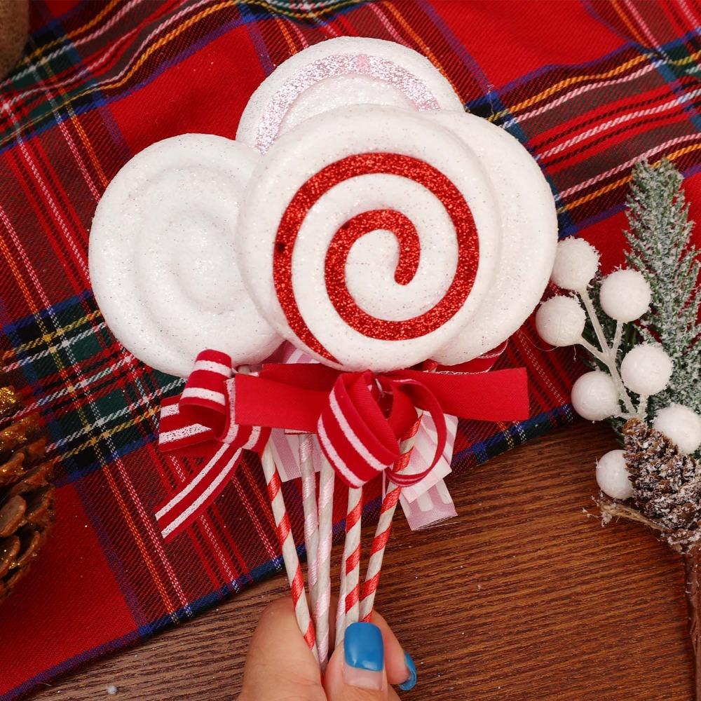 Simulation Plastic Glittery Candy Cane Christmas Lollipop Pendant Xmas Tree Hanging Ornament New Year Home Party Decoration