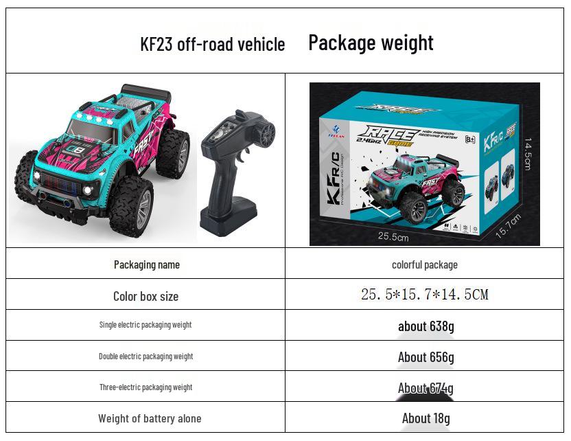 KF23 High-Speed 1:20 Off-Road RC Monster Truck - Mini Remote Control Car for Kids