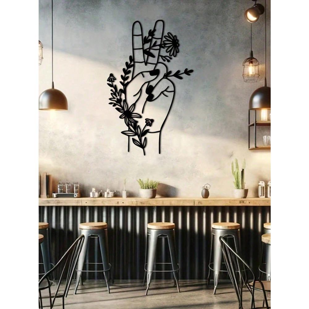 Wall Art Peace Symbol Metal Flowers Modern Home Decor Craft