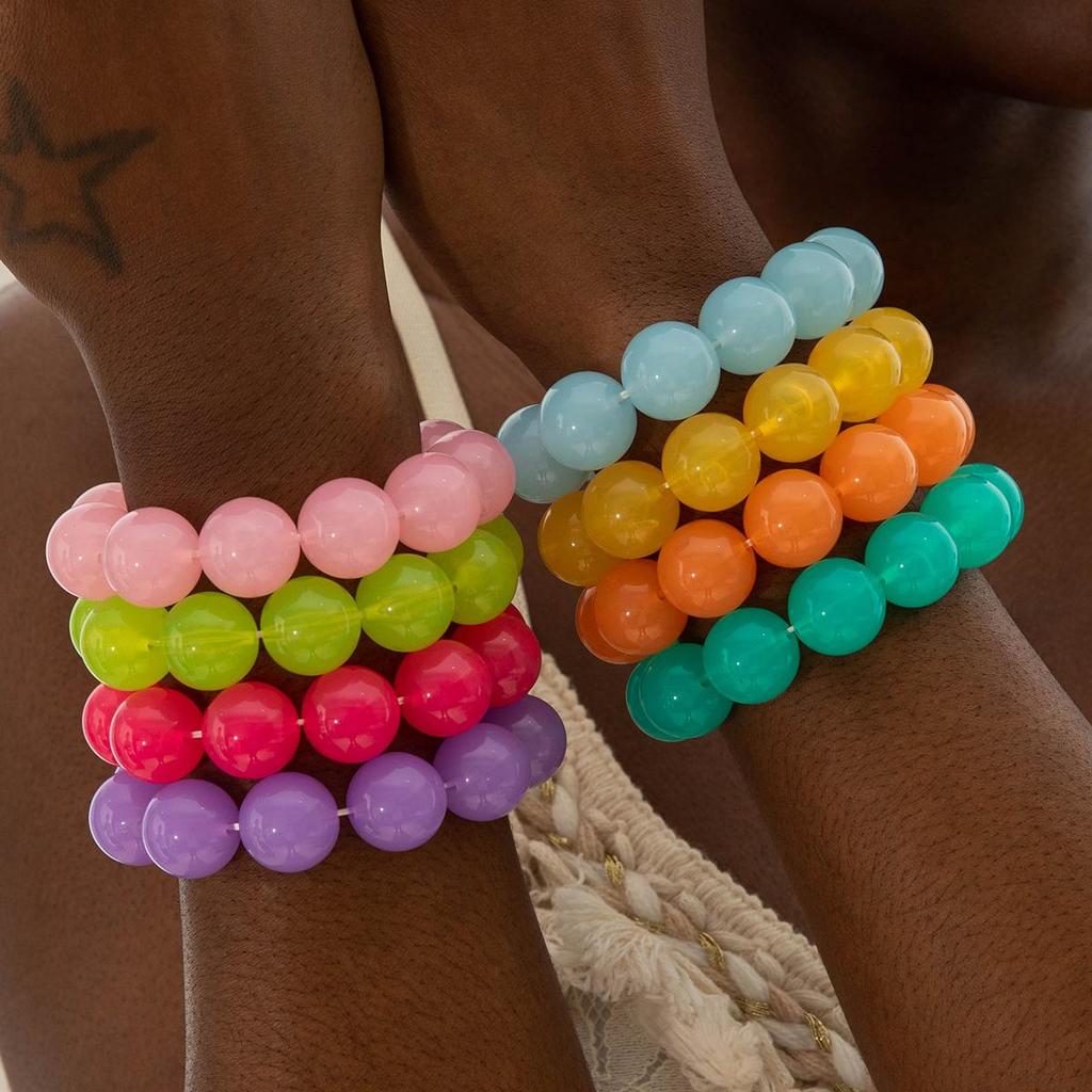 Summer New Jelly Transparent Acrylic Bead Hand String Women's Accessories Small Fresh Seaside Vacation Color Dopamine Style