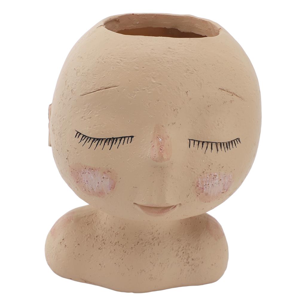Face Planter Pot Resin Fade Proof Cute with Drainage Hole Head Succulent Pot for Decoration Type 3