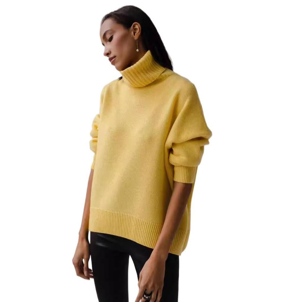 Soft and Comfortable High Collar Solid Color Pullover Shirt, Not Easy To Pilling, Trendy Solid Color