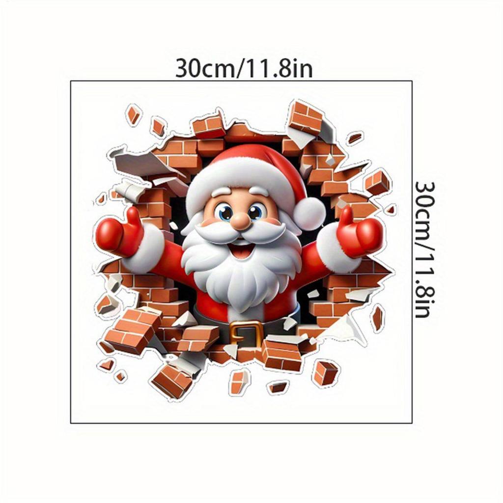 Santa Claus Wall Decal 2D Santa Claus Breaking The Wall Sticker Christmas Decorations Toilet Seat Lid Decals Home Decort