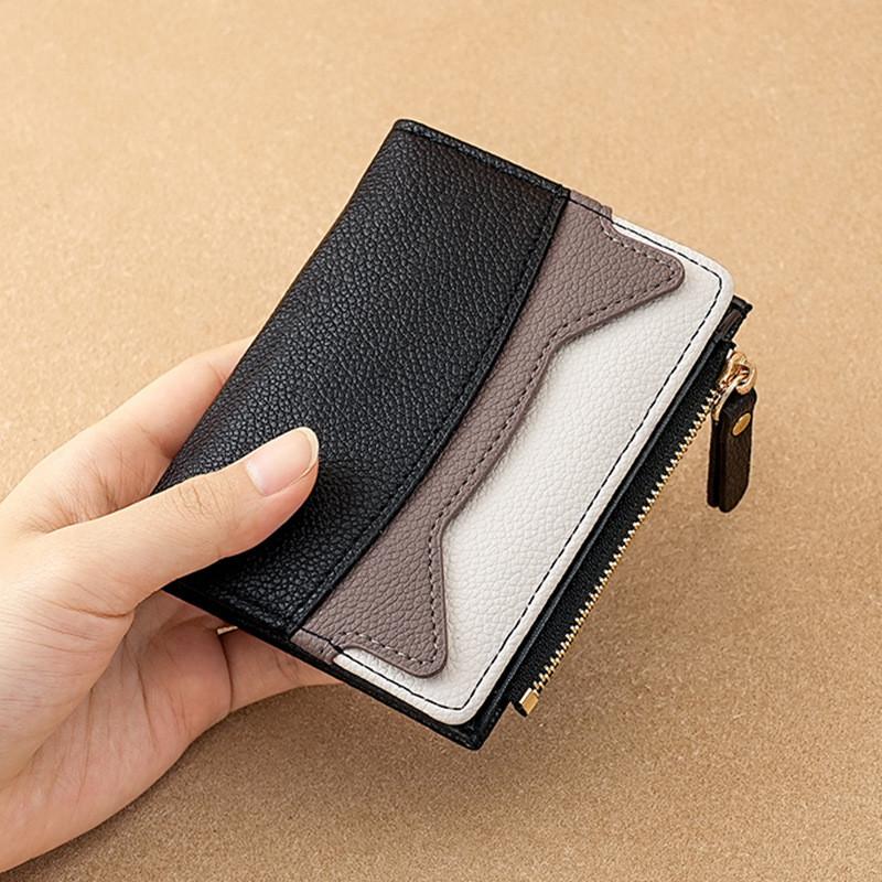 IELGY Fashion Korean Version Ladies Wallet Multifunctional Mini Card Holder All-Match Contrast Color Cute Coin Purse
