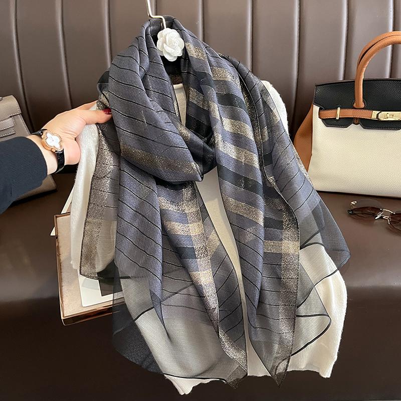 

Роскошный новый длинный шелковый шарф для женщин, пляжный хиджаб, элегантные шали, женские шерстяные повязки на голову, клетчатая бандана Echarpe Bufanda 75x190cm