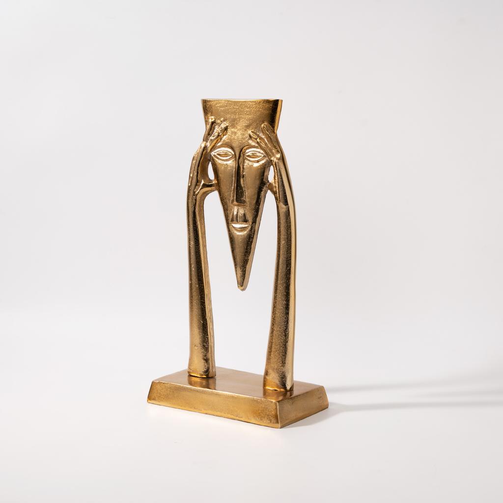 Hantverk i harts Gyllene Maskerad Figur Skulptur Abstrakt Geometriskt Porträtt Dekorativa Figurer Heminredningstillbehör