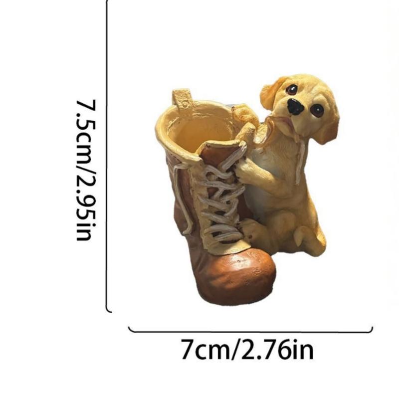 Home Accent Dog Boot Figurine with Holder for Desk Shelf Display and Window Side Placement In Small Room Home