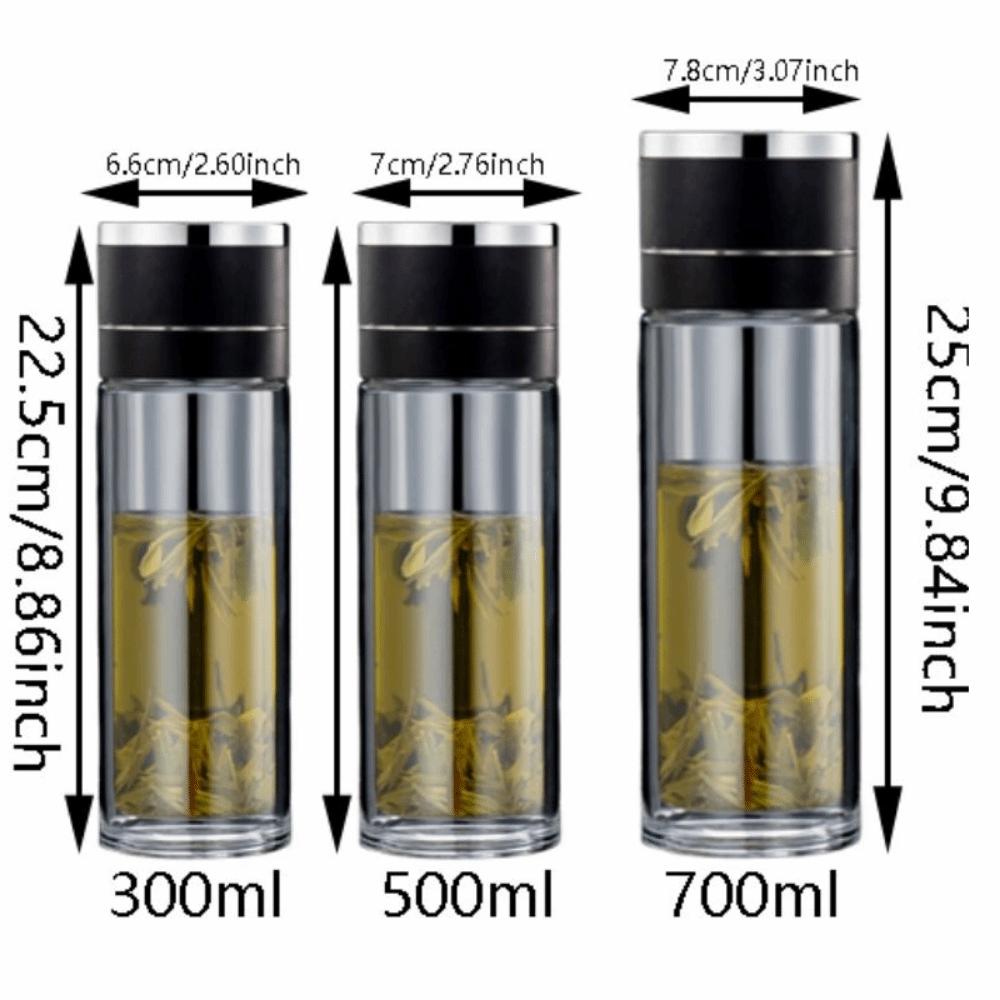 Borosilikatglas Te Vattenkopp Dubbel Anti-skållning Infuser Tumlare Drickflaska Vandring