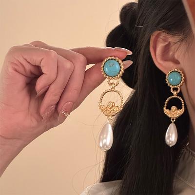 Perle Wassertropfen Anhänger Ohrringe Böhmisch Retro Leichter Luxus Ohrringe Nische Temperament High-End Ohrringe Frauen