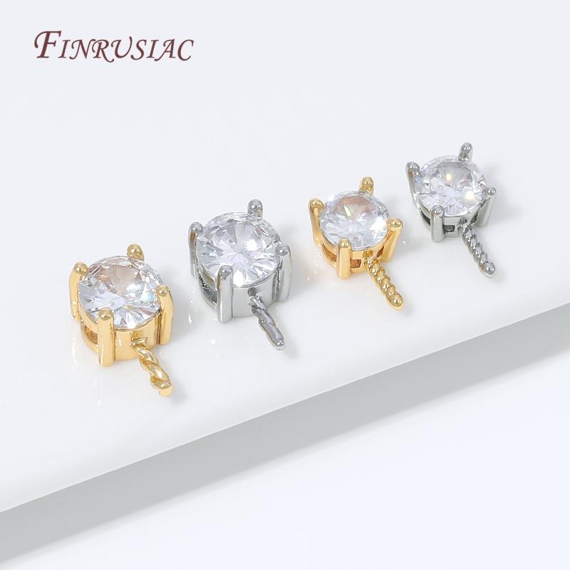 18K Gold Plated CZ Prong Set Pearl Connector,Zircon Inlaid Pearl Mounting Accessories,DIY Necklace Bracelet Jewelry Making