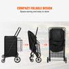 Folding Shopping Cart with Removable Waterproof Liner, 330LBS Large Capacity Jumbo Grocery Cart with Dual Basket, 360° Swivel Wheels, Dense Metal Mesh