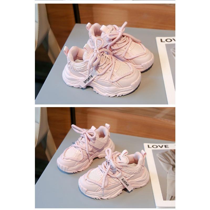 Girls' Sports Shoes Spring New Breathable Children's Daddy Shoes Soft Soles Students Running Shoes Students Small White Shoes