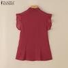ZANZEA Summer Women Ruffled Sleeveless Lace Hem Frills Casual Tank Tops