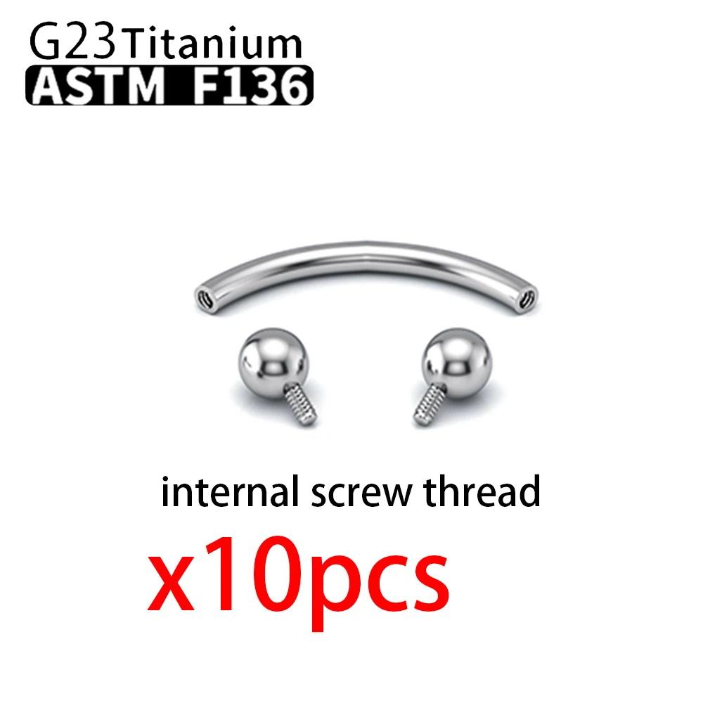 10PCS Wholesale G23 Titanium Labret Lip Stud Piercing Eyebrow Nose Ring C rod For Women Septum Piercing Body Zircon