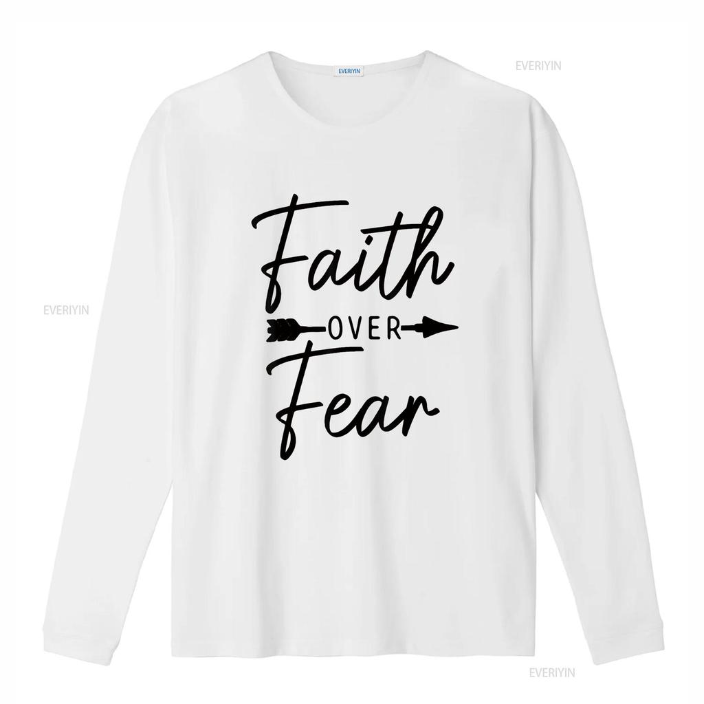 Womens Faith Over Fear Christian Religious Bible Verse T Shirt vintage Washed homme fashion Soft Comfortable Stylish