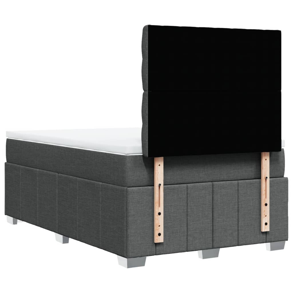 Box Spring Bed with Mattress Dark Gray 120x200 Cm Fabric